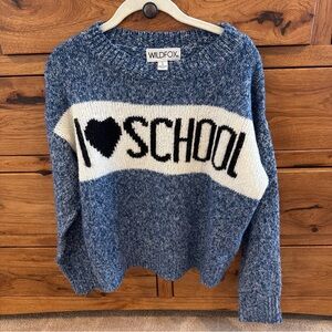 Wildfox I love School holidays Blue and White Sweater